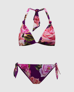 Dolce&Gabbana Фіолетовий купальник в квітковий принт O8A03JFSG9Q