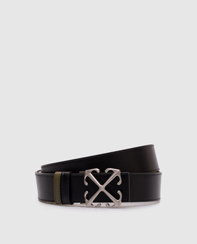 Off-White Двухсторонний кожаный ремень с принтом надписи "Belt" OMRB14AS25LEA001