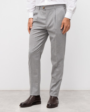 Brunello Cucinelli Серые брюки из шерсти ME226E1450