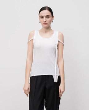 Helmut Lang Білий топ зі стрічками P02HW504