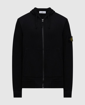 Stone Island Чорна спортивна куртка з патчем логотипа K1S156100042S0051