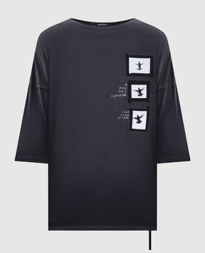 Ann Demeulemeester Сіра футболка Dieter з принтом B0013221FA637