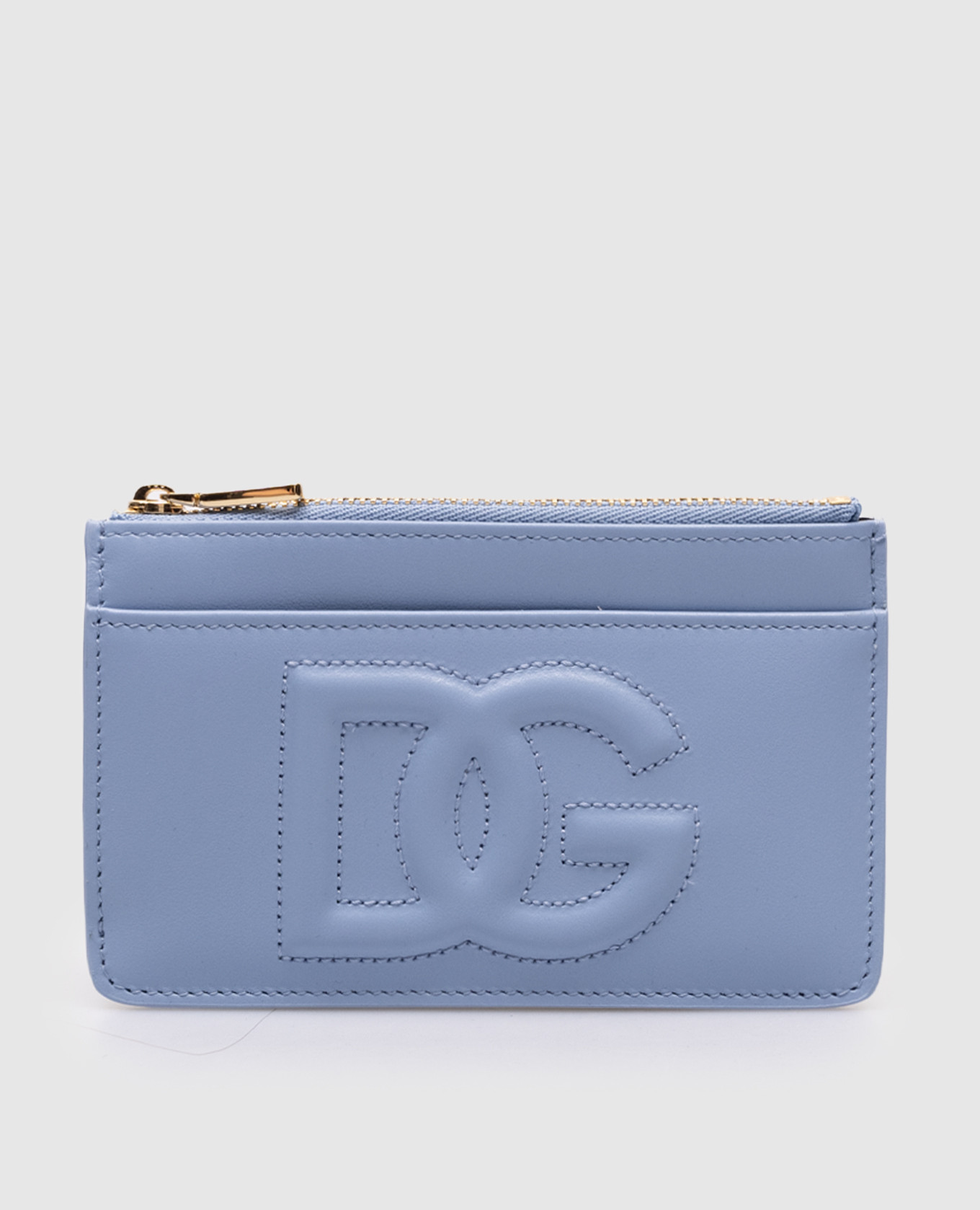 

Голубой кожаный картхолдер с фактурным логотипом, Портмоне