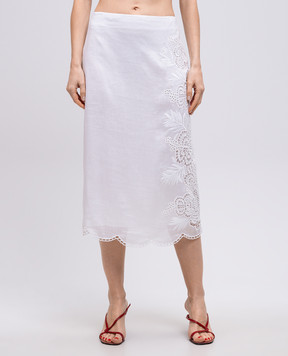 Max Mara Белая юбка FIFY с вышивкой бродер. FIFY