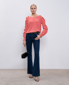 Twinset Рожева блуза з шовком з рюшами PA828B