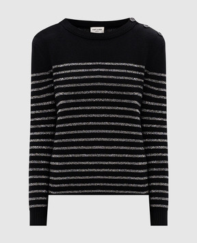 Saint Laurent Чорний джемпер в смужку з люрексом 587720