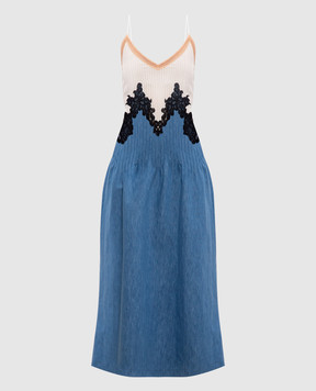 Gabriela Hearst Синее комбинированное платье Althea Lace с леном и шелком. 3254282T120W02