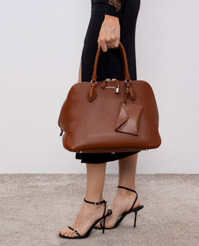 Ermanno Scervino Коричнева шкіряна сумка-трапеція Orsetta з логотипом D473S405WNR