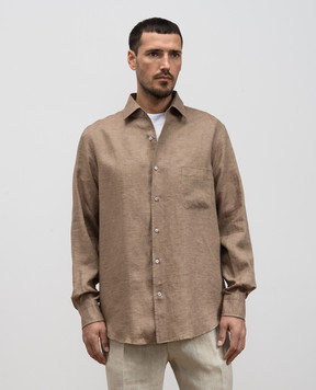Loro Piana Коричневая рубашка из льна FAF2545