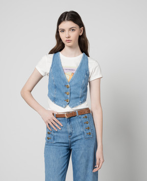 Twinset Голубой джинсовый жилет с логотипом 241TP2632