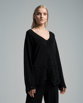 Ermanno Scervino Черный пуловер с кружевом D445M331IIKT