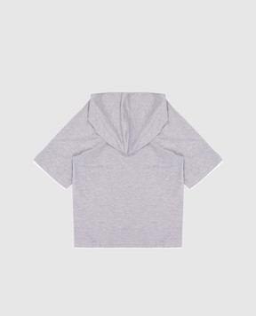 Brunello Cucinelli Дитяча сіра футболка з капюшоном BE854E184A