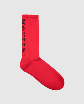 Alexander McQueen Червоні шкарпетки з візерунком логотипа 8375084720Q