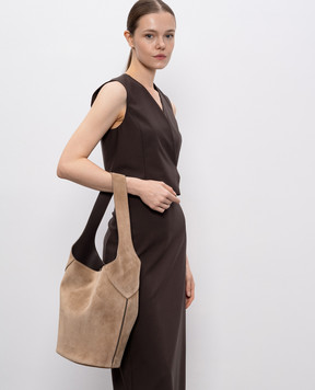 Brunello Cucinelli Бежева замшева сумка з логотипом MBSUD2751P