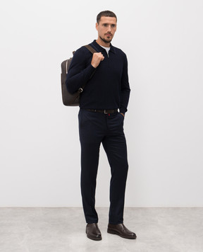 Bertolo Cashmere Синє поло з вовни та шовку 902519002532