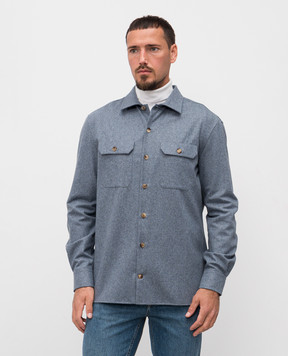 Brunello Cucinelli Блакитна сорочка з вовни M038P0720