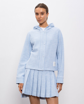 Thom Browne Блакитна твідова куртка в клітинку FJT392AJ0222