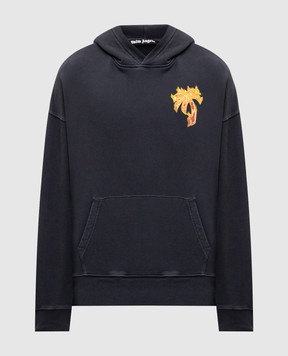 Palm Angels Серые худи с принтом монограммы BURNING PALM PMBB058F24FLE005