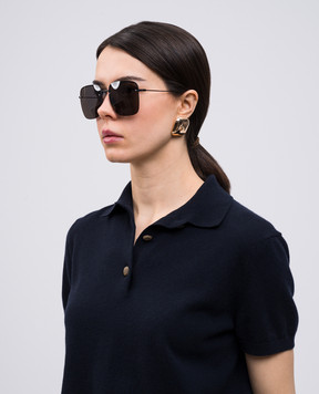 Saint Laurent Черные очки с монограммой логотипа в тон SL312M