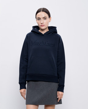 Max Mara Синие худи MALVA с фактурной вышивкой логотипа MALVA