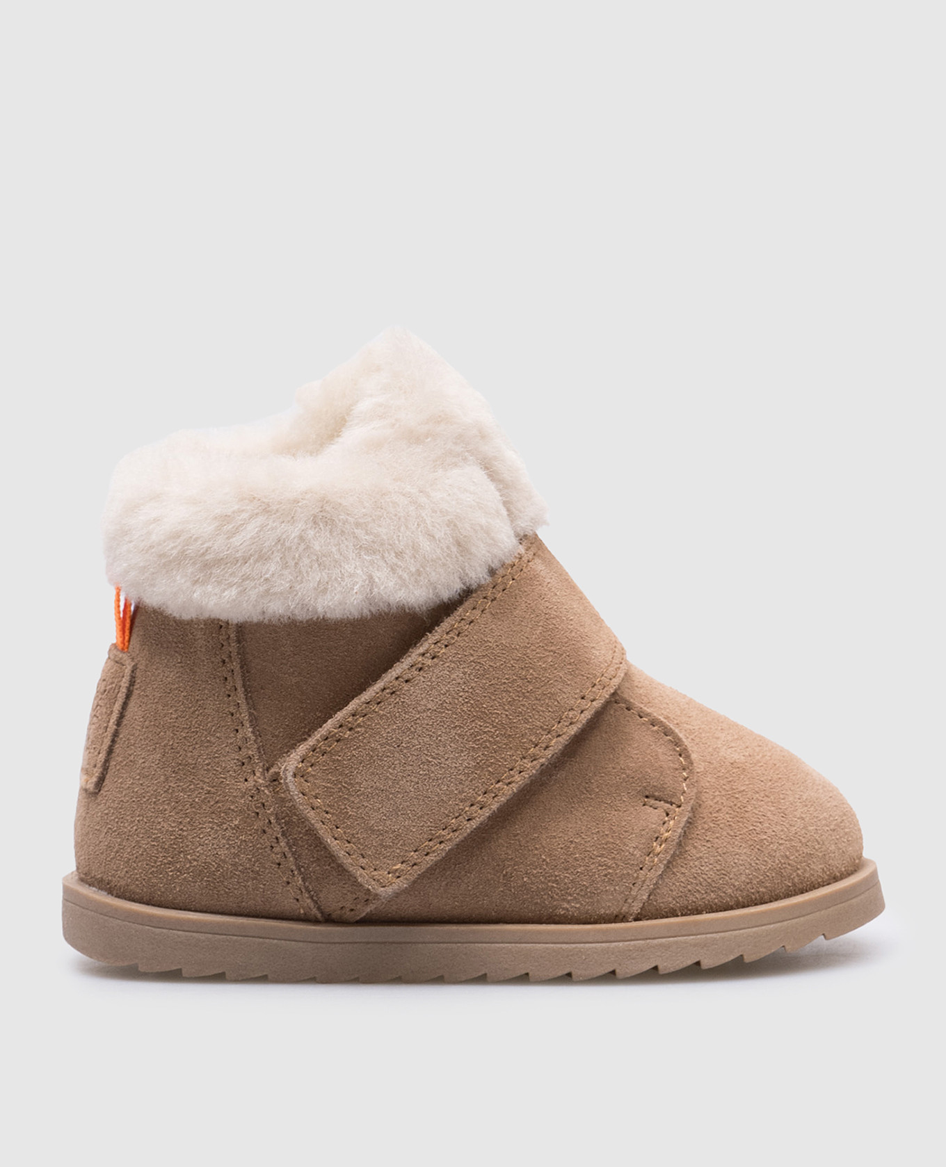 

Детские замшевые коричневые ботинки с логотипом, Коричневый, Ботинки