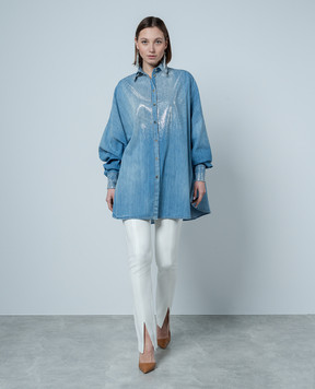 Ermanno Scervino Блакитна джинсова сорочка з кристалами D442K352FRQ