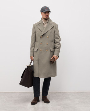Brunello Cucinelli Зелене двобортне пальто з вовни MY4969139G
