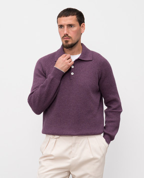 Brunello Cucinelli Фіолетовий светр з кашеміру в рубчик M2274115