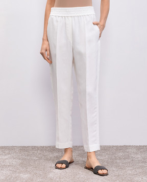 Brunello Cucinelli Білі штани з льоном MH126P7197