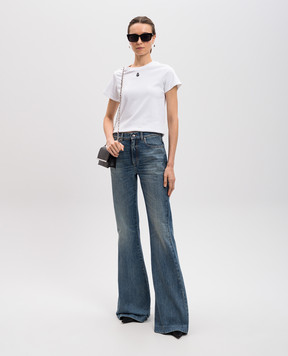 Alexander McQueen Белая футболка с вышивкой Skull 819193QLAEH