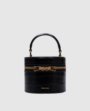 Tom Ford Черная кожаная сумка мини с тиснением под кожу крокодила L1843LCL403X