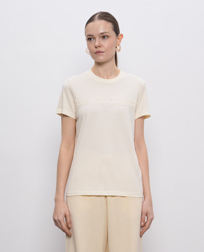 Moncler Бежева футболка з вишивкою логотипа K10938C0004489AUO