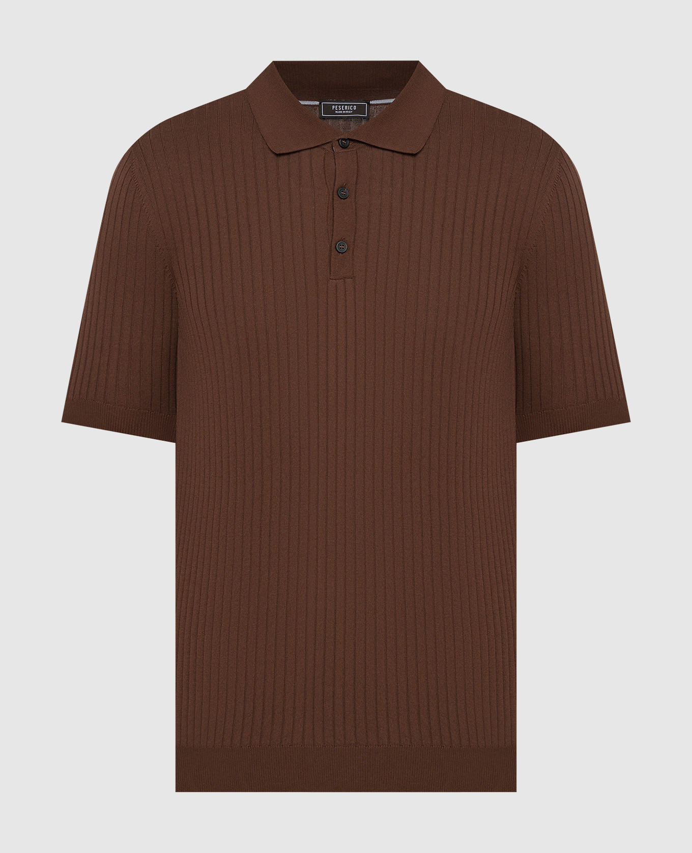 Brown striped polo shirt