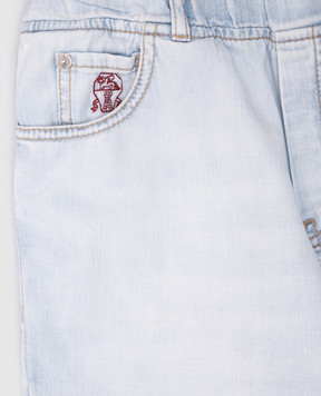 Brunello Cucinelli Детские джинсы с вышивкой логотипа. BE645D306B