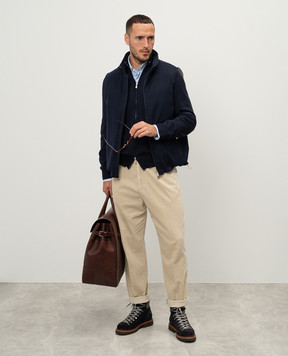 Brunello Cucinelli Голубая рубашка в полоску MF6981716
