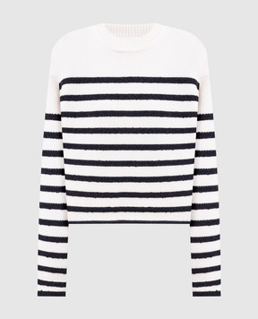 PROENZA SCHOULER Білий светр Nia з кашеміром в смужку WL2537636KC085S