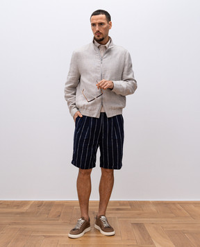 Brunello Cucinelli Бежевое поло с леном в узор. MW8653936