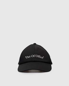 Off-White Чорна кепка з контрастною вишивкою Out Of Office OMLB069F24FAB009