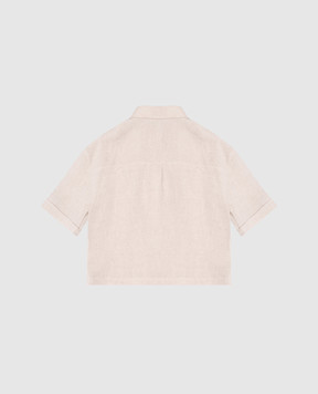 Brunello Cucinelli Дитяча бежева сорочка з льону з люресом BH547S024C