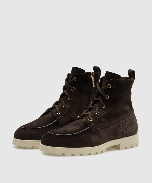 Santoni Коричневі замшеві черевики WTDR71045TIRSYVR зображення 2