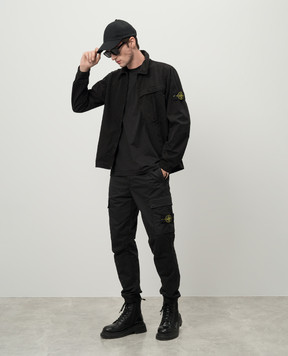 Stone Island Черная ветровка со съемным патчем с вышивкой логотипа 8115103WN