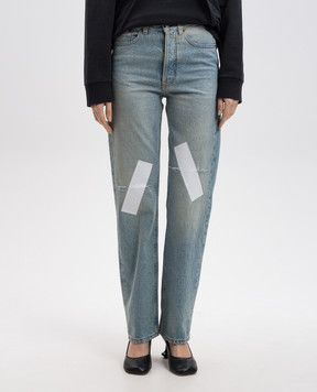 Maison Margiela MM6 Голубые джинсы Taped с прорехами S52LA0248M30019