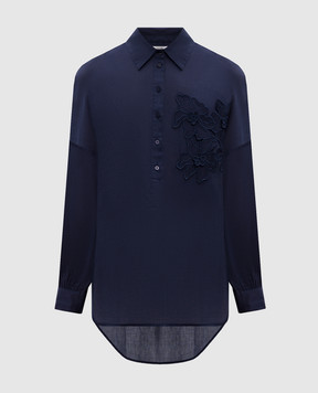 Twinset Синяя блуза с аппликацией 251LM2PBB