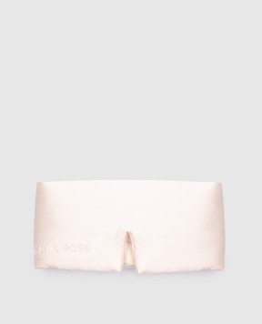 Dore & Rose Розовая маска для сна из шелка с вышивкой логотипа. DEEPSLEEPMASK