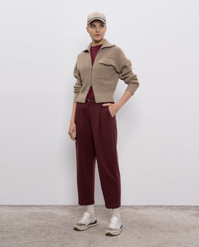 Brunello Cucinelli Бордова футболка з ланцюжком моніль MPT81EC710