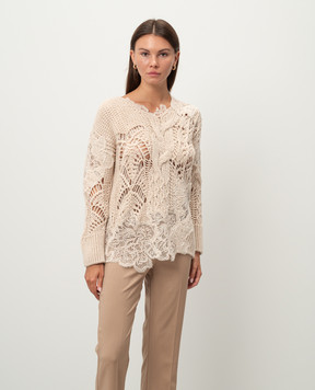 Ermanno Scervino Бежевий светр з вовною з мереживом D455M345APRKL
