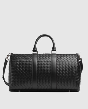 Bottega Veneta Чорна шкіряна плетена дорожня сумка 781053V2HL1
