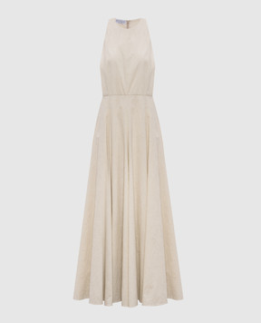 Brunello Cucinelli Бежевое платье макси в узор. MQ994A5343