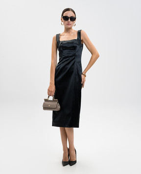 Dolce&Gabbana Черное платье с блестящей текстурой F6TVTTFURAD