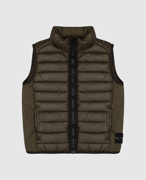 Stone Island Детский зеленый пуховый жилет с логотипом K1S16G100002S002414